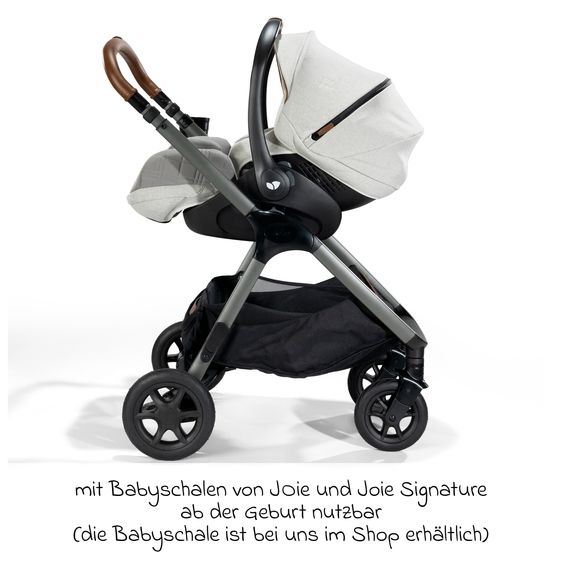 Joie Signature Buggy & Sportwagen Finiti bis 22 kg belastbar mit Liegeposition, Kinderwagenkette - Teleskopschieber,Sportsitz, Adapter, Rückenpolster, Getränkehalter, Crossbody-Bag & Zubehörpaket - Signature - Oyster