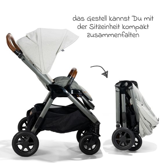 Joie Signature Buggy & Sportwagen Finiti bis 22 kg belastbar mit Liegeposition, Kinderwagenkette - Teleskopschieber,Sportsitz, Adapter, Rückenpolster, Getränkehalter, Crossbody-Bag & Zubehörpaket - Signature - Oyster