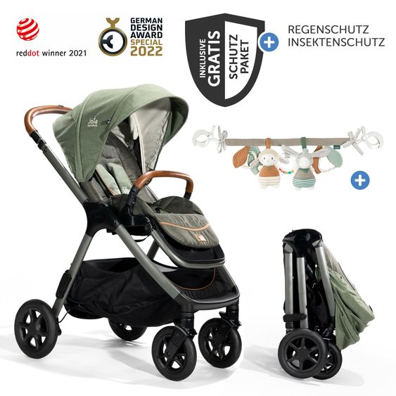 Joie Signature Buggy & Sportwagen Finiti bis 22 kg belastbar mit Liegeposition, Kinderwagenkette - Teleskopschieber,Sportsitz, Adapter, Rückenpolster, Getränkehalter, Crossbody-Bag & Zubehörpaket - Signature - Pine