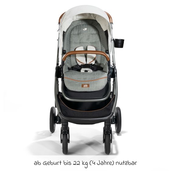 Joie Signature Buggy & Sportwagen Finiti bis 22 kg belastbar mit Liegeposition, Teleskopschieber, umsetzbarer Sportsitz inkl. Regenschutz, Adapter, Rückenpolster, Getränkehalter & Crossbody-Bag - Signature - Oyster