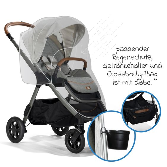 Joie Signature Buggy & Sportwagen Finiti bis 22 kg belastbar mit Liegeposition, Teleskopschieber, umsetzbarer Sportsitz inkl. Regenschutz, Adapter, Rückenpolster, Getränkehalter & Crossbody-Bag - Signature - Oyster