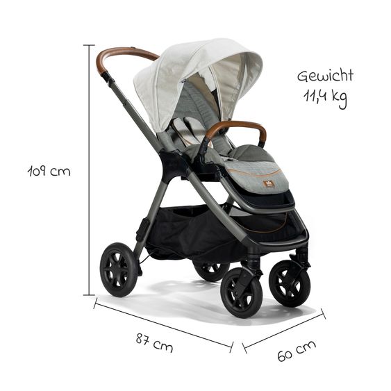 Joie Signature Buggy & Sportwagen Finiti bis 22 kg belastbar mit Liegeposition, Teleskopschieber, umsetzbarer Sportsitz inkl. Regenschutz, Adapter, Rückenpolster, Getränkehalter & Crossbody-Bag - Signature - Oyster