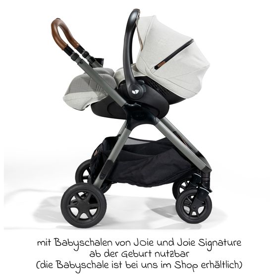 Joie Signature Buggy & Sportwagen Finiti bis 22 kg belastbar mit Liegeposition, Teleskopschieber, umsetzbarer Sportsitz inkl. Regenschutz, Adapter, Rückenpolster, Getränkehalter & Crossbody-Bag - Signature - Oyster