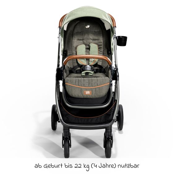 Joie Signature Buggy & Sportwagen Finiti bis 22 kg belastbar mit Liegeposition, Teleskopschieber, umsetzbarer Sportsitz inkl. Regenschutz, Adapter, Rückenpolster, Getränkehalter & Crossbody-Bag - Signature - Pine