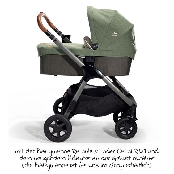 Joie Signature Buggy & Sportwagen Finiti bis 22 kg belastbar mit Liegeposition, Teleskopschieber, umsetzbarer Sportsitz inkl. Regenschutz, Adapter, Rückenpolster, Getränkehalter & Crossbody-Bag - Signature - Pine