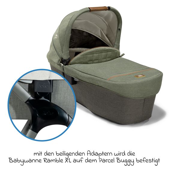 Joie Signature Buggy & Sportwagen Finiti bis 22 kg belastbar mit Liegeposition, Teleskopschieber, umsetzbarer Sportsitz inkl. Regenschutz, Adapter, Rückenpolster, Getränkehalter & Crossbody-Bag - Signature - Pine