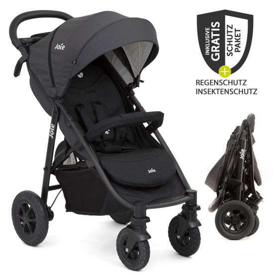 joie Buggy & Sportwagen Litetrax 4 AIR Luftreifen, Schieber-Ablagefach, Regenschutz & Insektenschutz - Coal