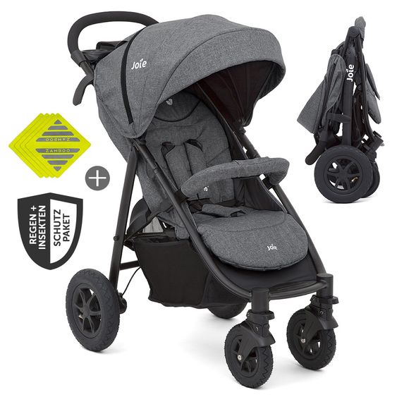 joie Buggy & Sportwagen Litetrax 4 Air mit Luftreifen inkl. Regenschutz, Insektenschutz und Reflektor-Kit - Chromium