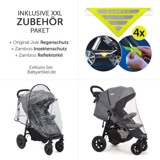 joie Buggy & Sportwagen Litetrax 4 Air mit Luftreifen inkl. Regenschutz, Insektenschutz und Reflektor-Kit - Chromium