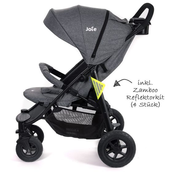 joie Buggy & Sportwagen Litetrax 4 Air mit Luftreifen inkl. Regenschutz, Insektenschutz und Reflektor-Kit - Chromium