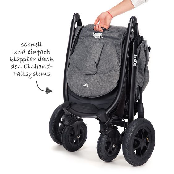 joie Buggy & Sportwagen Litetrax 4 Air mit Luftreifen inkl. Regenschutz, Insektenschutz und Reflektor-Kit - Chromium