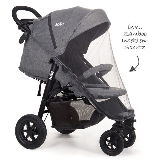 joie Buggy & Sportwagen Litetrax 4 Air mit Luftreifen inkl. Regenschutz, Insektenschutz und Reflektor-Kit - Chromium