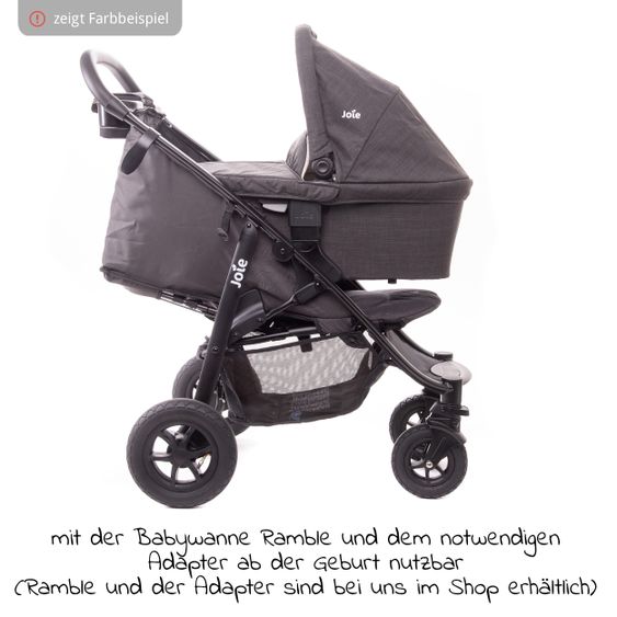 joie Buggy & Sportwagen Litetrax 4 AIR mit Luftreifen, Schieber-Ablagefach & Regenschutz - Gray Flannel