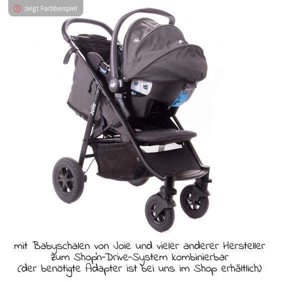 joie Buggy & Sportwagen Litetrax 4 AIR mit Luftreifen, Schieber-Ablagefach & Regenschutz - Gray Flannel