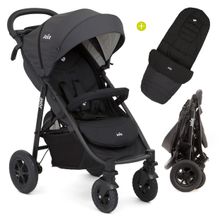 Passeggino Litetrax 4 Air con pneumatici, vano portaoggetti a spinta e parapioggia, incluso il coprigambe Litetrax - Carbone