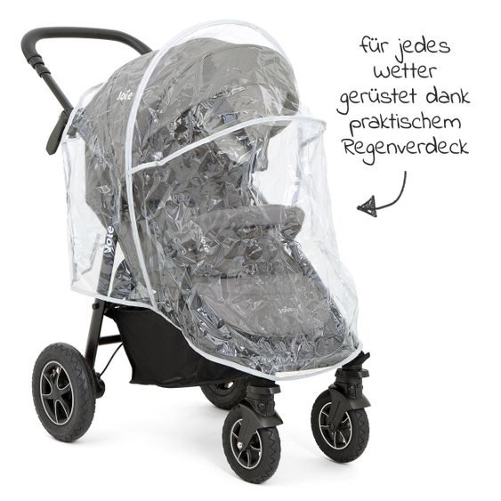 joie Passeggino Litetrax 4 DLX Air con pneumatici, manubrio telescopico, parapioggia, carico massimo 22 kg - Cobblestone