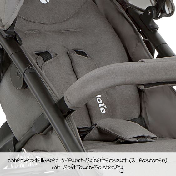 joie Buggy & Sportwagen Litetrax 4 DLX Air mit Luftreifen, Teleskopschieber, Regenschutz bis 22 kg belastbar - Cobblestone