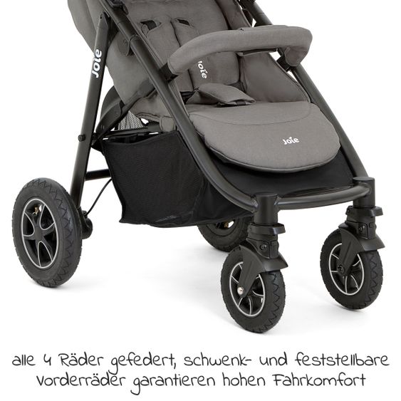 joie Buggy & Sportwagen Litetrax 4 DLX Air mit Luftreifen, Teleskopschieber, Regenschutz bis 22 kg belastbar - Cobblestone