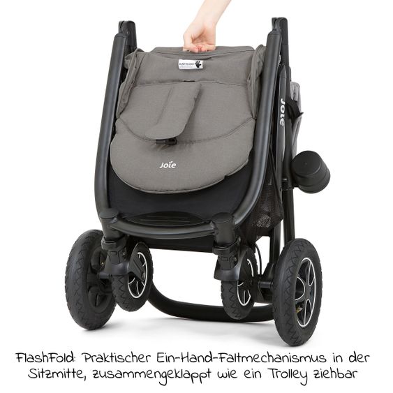 joie Passeggino Litetrax 4 DLX Air con pneumatici, manubrio telescopico, parapioggia, carico massimo 22 kg - Cobblestone