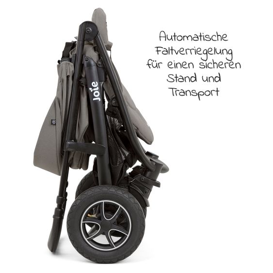 joie Passeggino Litetrax 4 DLX Air con pneumatici, manubrio telescopico, parapioggia, carico massimo 22 kg - Cobblestone