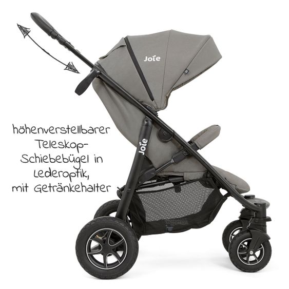 joie Buggy & stroller Litetrax 4 DLX Air with pneumatic tires, telescopic slider, rain cover loadable up to 22 kg - Cobblestone