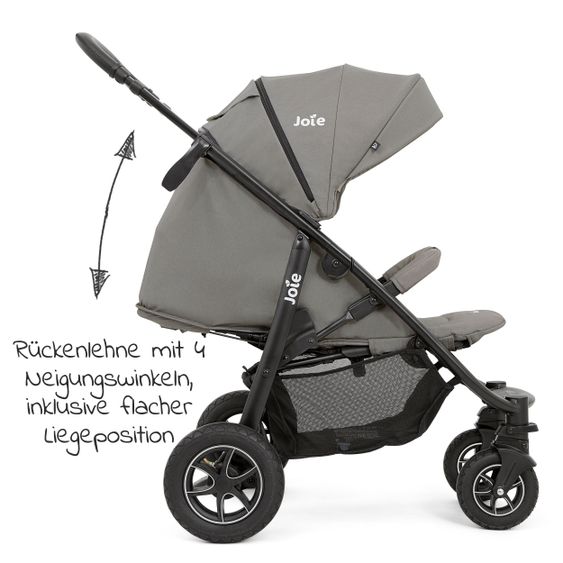 joie Passeggino Litetrax 4 DLX Air con pneumatici, manubrio telescopico, parapioggia, carico massimo 22 kg - Cobblestone