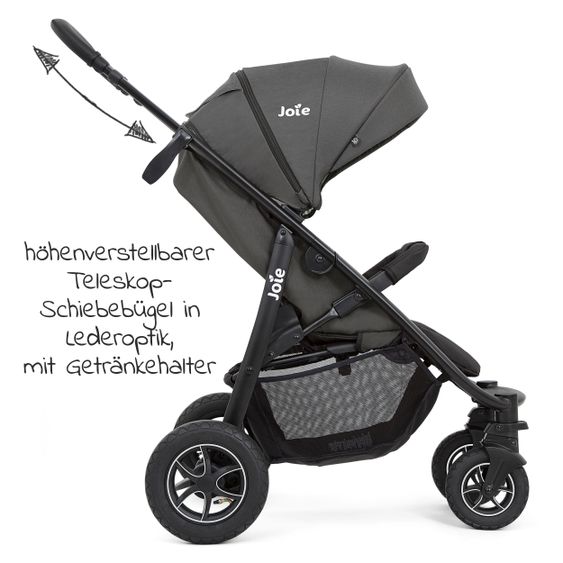 joie Buggy & Sportwagen Litetrax 4 DLX Air mit Luftreifen, Teleskopschieber, Regenschutz bis 22 kg belastbar - Shale