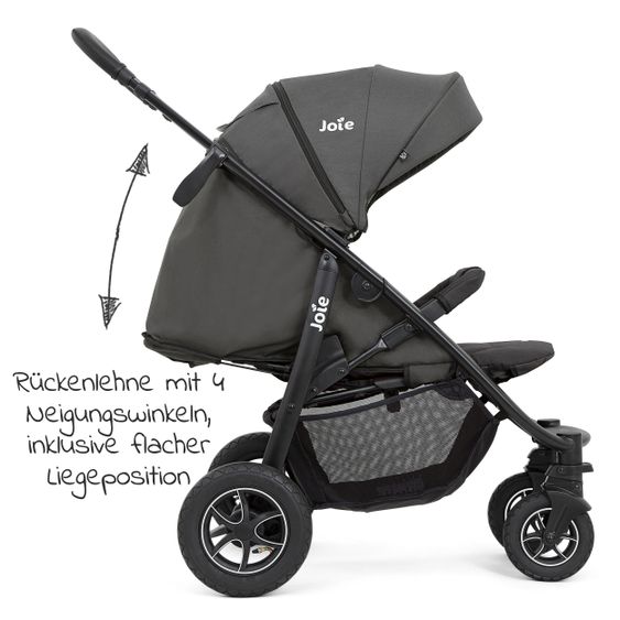 joie Buggy & Sportwagen Litetrax 4 DLX Air mit Luftreifen, Teleskopschieber, Regenschutz bis 22 kg belastbar - Shale