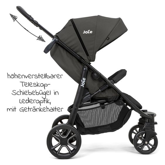 joie Buggy & stroller Litetrax 4 DLX with telescopic slider, rain cover loadable up to 22 kg - Coal