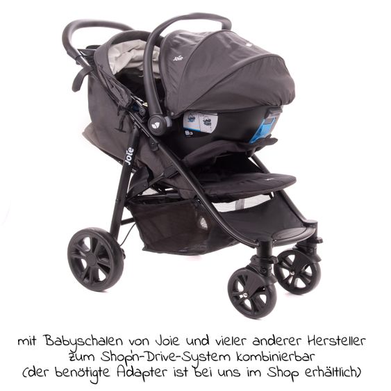 joie Buggy & Sportwagen Litetrax 4 mit Schieber-Ablagefach & Regenschutz - Coal