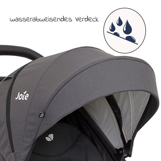 joie Litetrax 4 passeggino e carrozzina con portaoggetti a scorrimento e parapioggia - Carbone