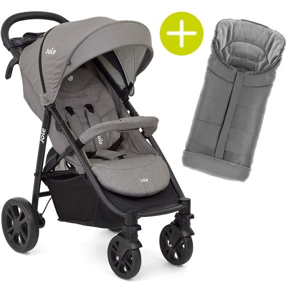 joie Buggy & Sportwagen Litetrax 4 mit Schieber-Ablagefach & Regenschutz & Fußsack - Gray Flannel