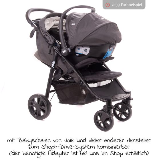 joie Buggy & Sportwagen Litetrax 4 mit Schieber-Ablagefach & Regenschutz - Gray Flannel