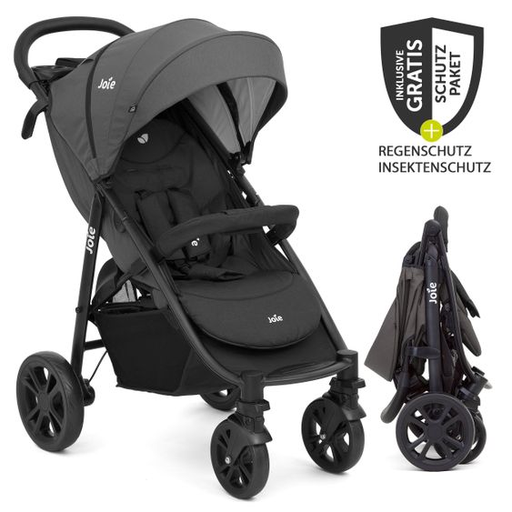 joie Buggy & Sportwagen Litetrax 4 mit Schieber-Ablagefach, Regenschutz & Insektenschutz - Coal