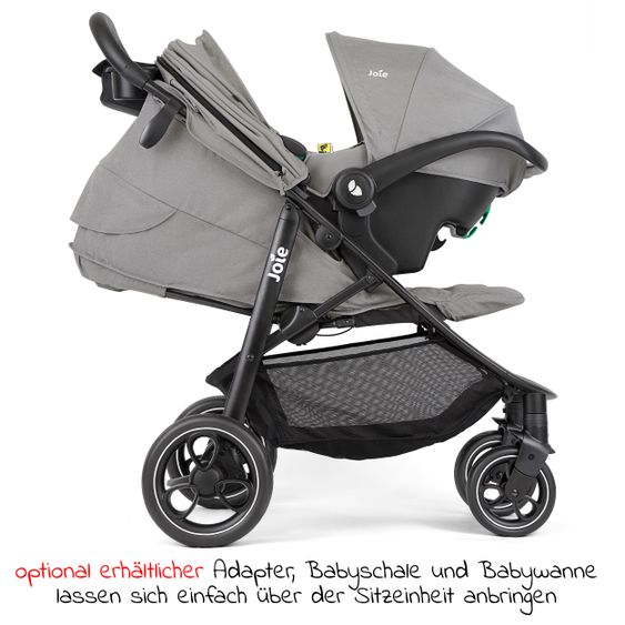 joie Passeggino e carrozzina Litetrax fino a 22 kg di capacità di carico con vano portaoggetti a spinta con zanzariera e parapioggia - Ciottolo