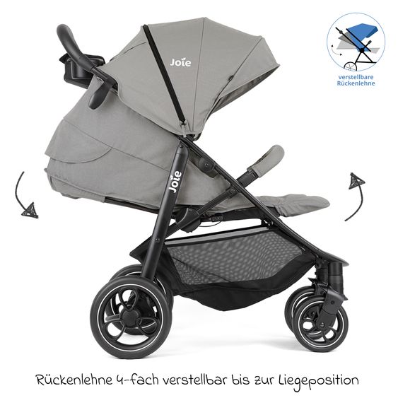 joie Passeggino e carrozzina Litetrax fino a 22 kg di capacità di carico con vano portaoggetti scorrevole e parapioggia - Ciottolo
