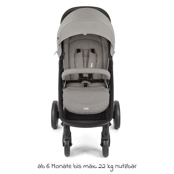joie Buggy & Sportwagen Litetrax bis 22 kg belastbar mit Schieber-Ablagefach, Sommer Sitzauflage, Insektenschutz & Regenschutz - Pebble