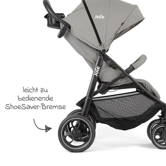 joie Buggy & Sportwagen Litetrax bis 22 kg belastbar mit Schieber-Ablagefach, Sommer Sitzauflage, Insektenschutz & Regenschutz - Pebble