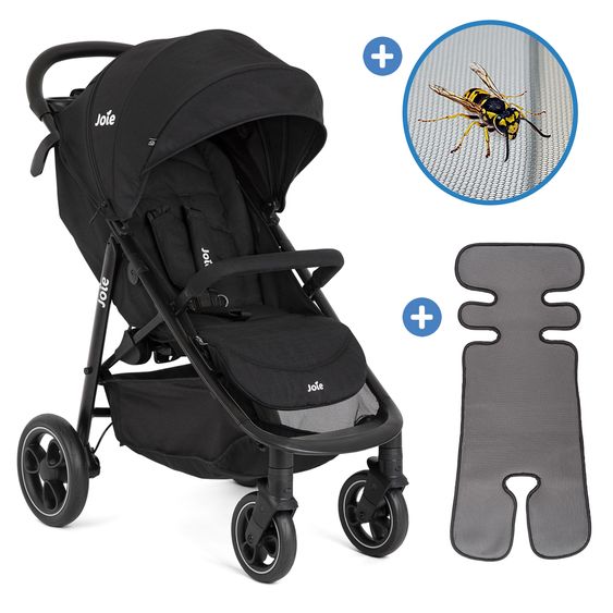 joie Buggy & Sportwagen Litetrax bis 22 kg belastbar mit Schieber-Ablagefach, Sommer Sitzauflage, Insektenschutz & Regenschutz - Shale
