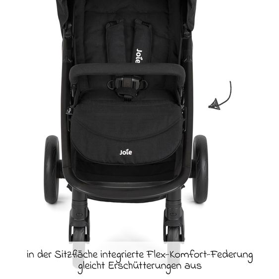 joie Buggy & Sportwagen Litetrax bis 22 kg belastbar mit Schieber-Ablagefach, Sommer Sitzauflage, Insektenschutz & Regenschutz - Shale