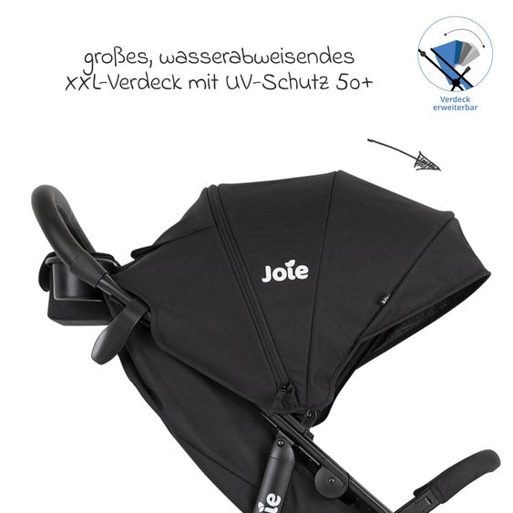 joie Buggy & Sportwagen Litetrax bis 22 kg belastbar mit Schieber-Ablagefach, Sommer Sitzauflage, Insektenschutz & Regenschutz - Shale