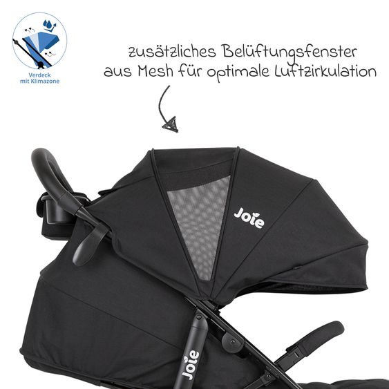 joie Buggy & Sportwagen Litetrax bis 22 kg belastbar mit Schieber-Ablagefach, Sommer Sitzauflage, Insektenschutz & Regenschutz - Shale