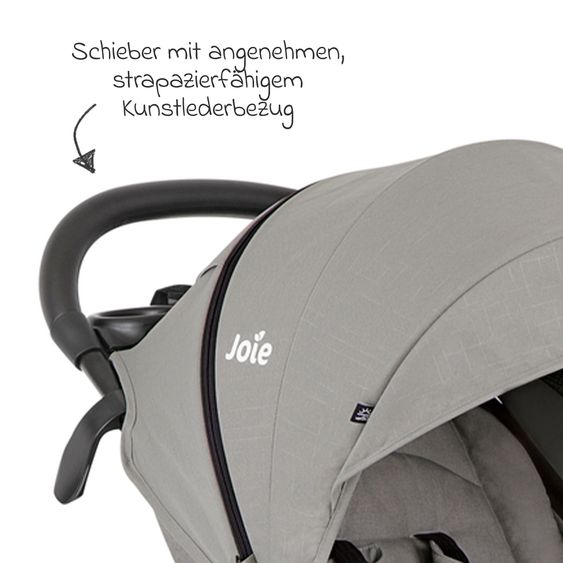 joie Buggy & Sportwagen Litetrax bis 22 kg belastbar mit Schieber-Ablagefach, Sonnenschirm, Sommer Sitzauflage, Insektenschutz & Regenschutz - Pebble
