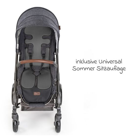 joie Buggy & Sportwagen Litetrax bis 22 kg belastbar mit Schieber-Ablagefach, Sonnenschirm, Sommer Sitzauflage, Insektenschutz & Regenschutz - Pebble