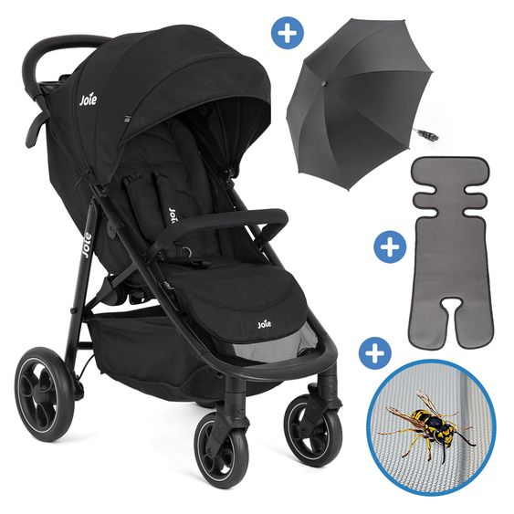 joie Buggy & Sportwagen Litetrax bis 22 kg belastbar mit Schieber-Ablagefach, Sonnenschirm, Sommer Sitzauflage, Insektenschutz & Regenschutz - Shale