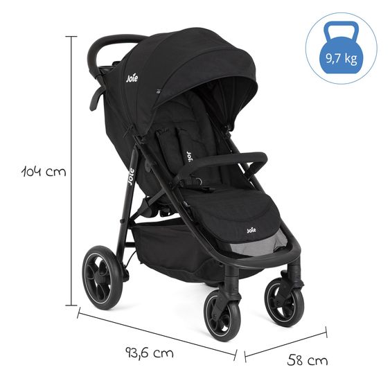 joie Buggy & Sportwagen Litetrax bis 22 kg belastbar mit Schieber-Ablagefach, Sonnenschirm, Sommer Sitzauflage, Insektenschutz & Regenschutz - Shale