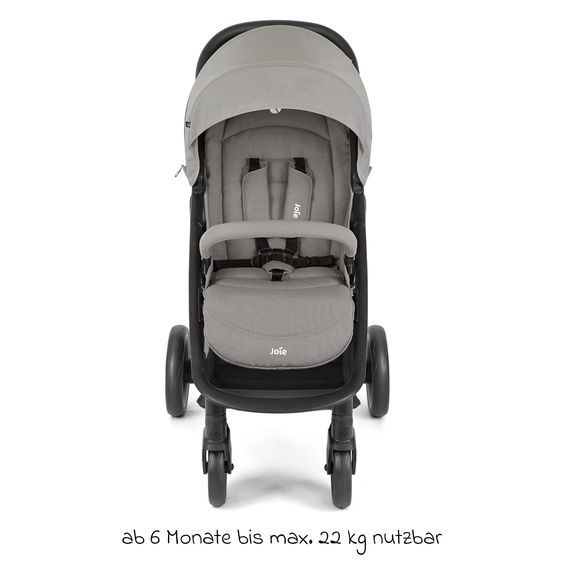 joie Buggy & Sportwagen Litetrax inkl. Fußsack - bis 22 kg belastbar mit Schieber-Ablagefach & Regenschutz - Pebble