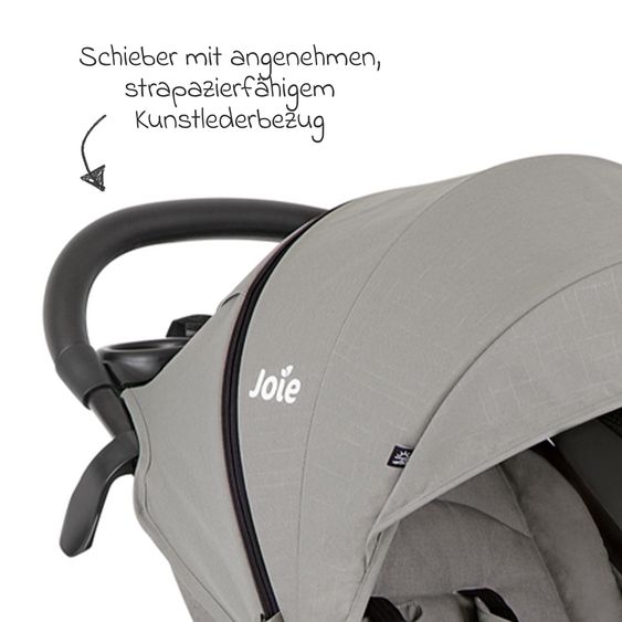 joie Buggy & pushchair Litetrax incl. footmuff - load capacity up to 22 kg with push bar storage compartment & rain cover - Pebble