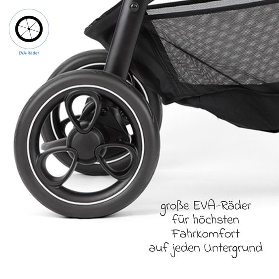 joie Buggy & Sportwagen Litetrax inkl. Fußsack - bis 22 kg belastbar mit Schieber-Ablagefach & Regenschutz - Pebble