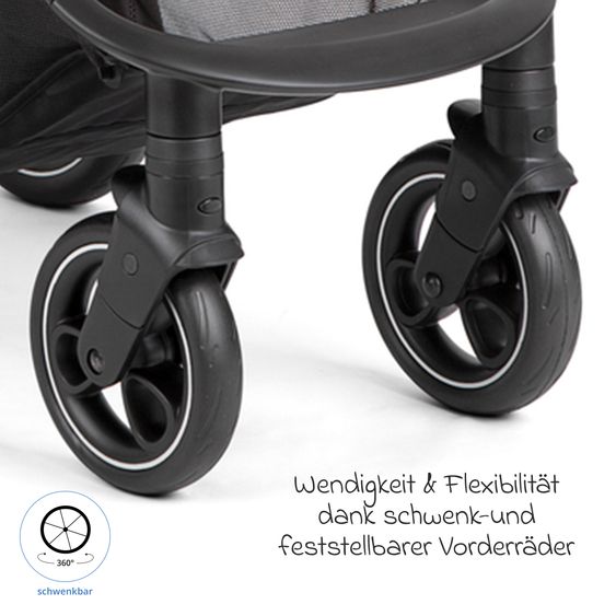 joie Buggy & Sportwagen Litetrax inkl. Fußsack - bis 22 kg belastbar mit Schieber-Ablagefach & Regenschutz - Pebble